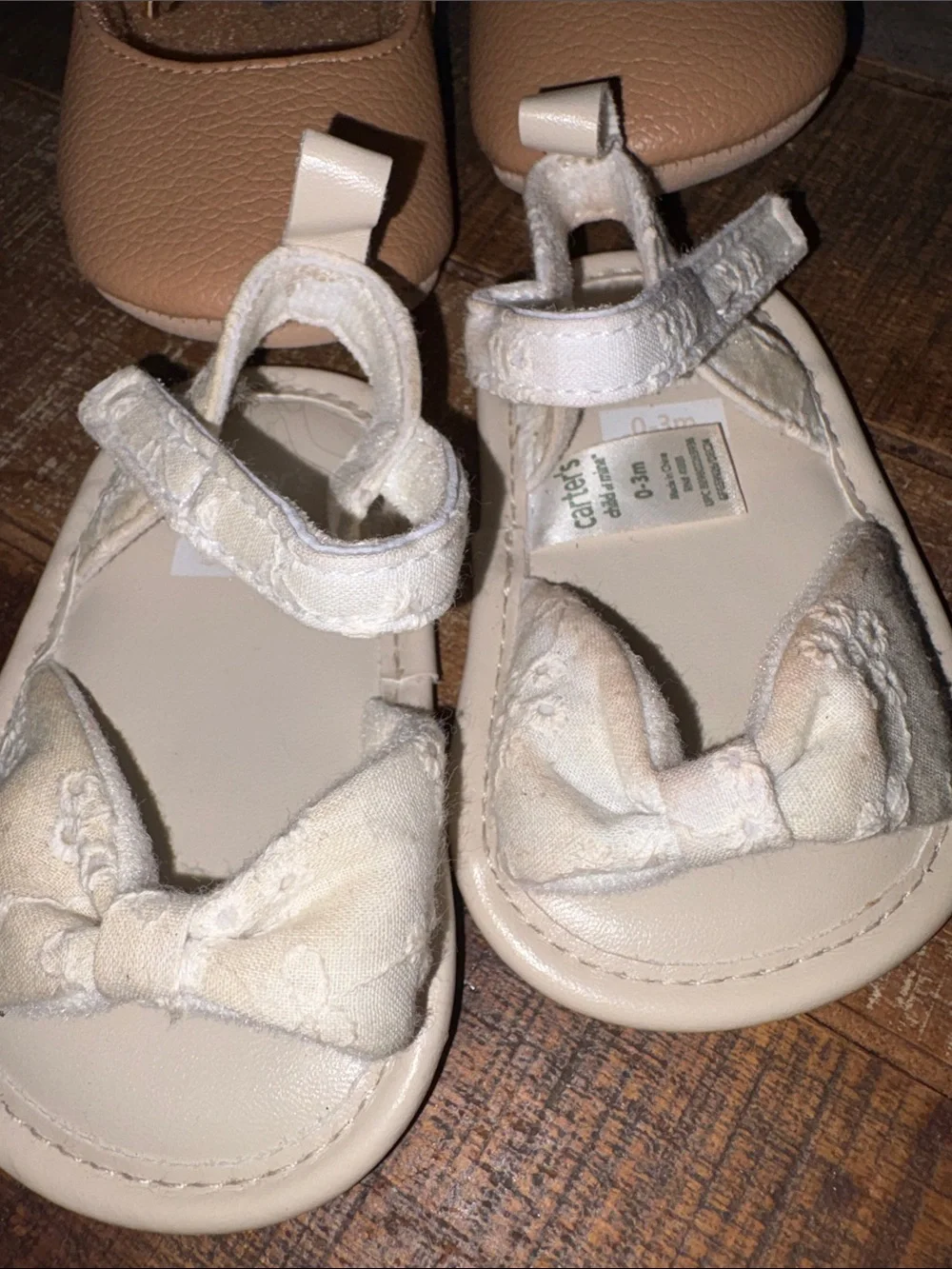 Carter's Baby Girls Tan and Cream Bow Sandals and Mary Janes